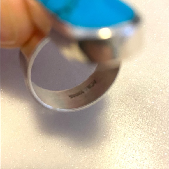 Turquoise and .925 sterling silver ring - Picture 6 of 6